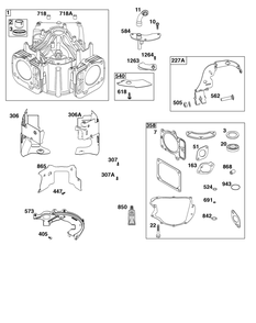 Cylinder Group Diagram and Parts List for 44N677-0064-B5 400000 - 699999 Briggs and Stratton Engine